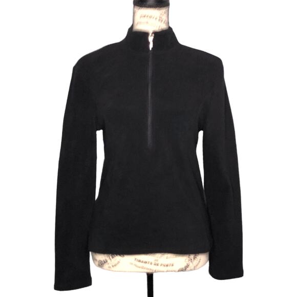 Galyan's Athletic MEDIUM 1/2 Zip Black Fleece Soft Lightweight Pullover Jacket - Picture 1 of 9